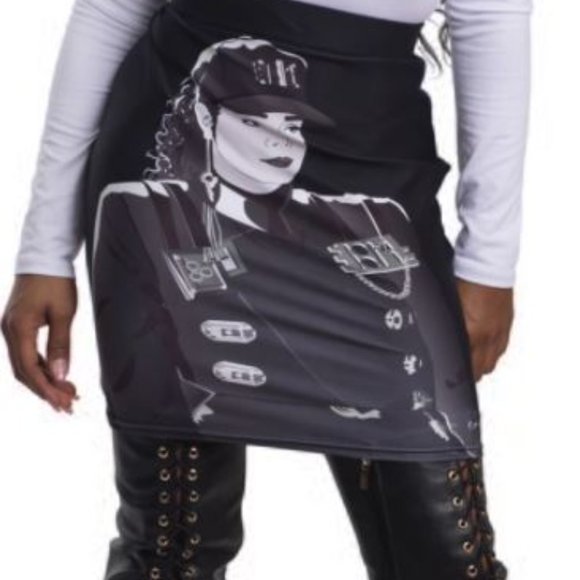 Temple Kardy Miss Janet Jackson Rhythm Nation Black white Pencil Skirt small - Picture 4 of 4